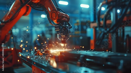 High Precision Automotive Assembly Stateoftheart Welding Robot in Industrial Facility Generative ai