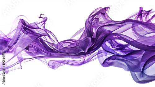 Regal amethyst purple waves flowing harmoniously, suggesting luxury and grace, isolated on solid white background."
