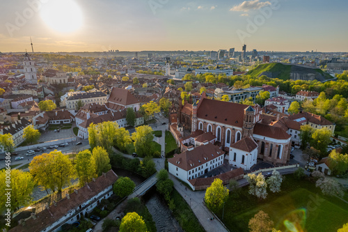 Aerial spring view of Vilnius old town, Lithuania