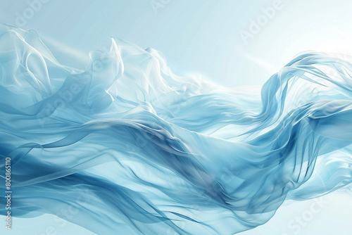A sky blue wave, airy and light, delicately moves over a pale blue background, capturing the serenity of the sky.