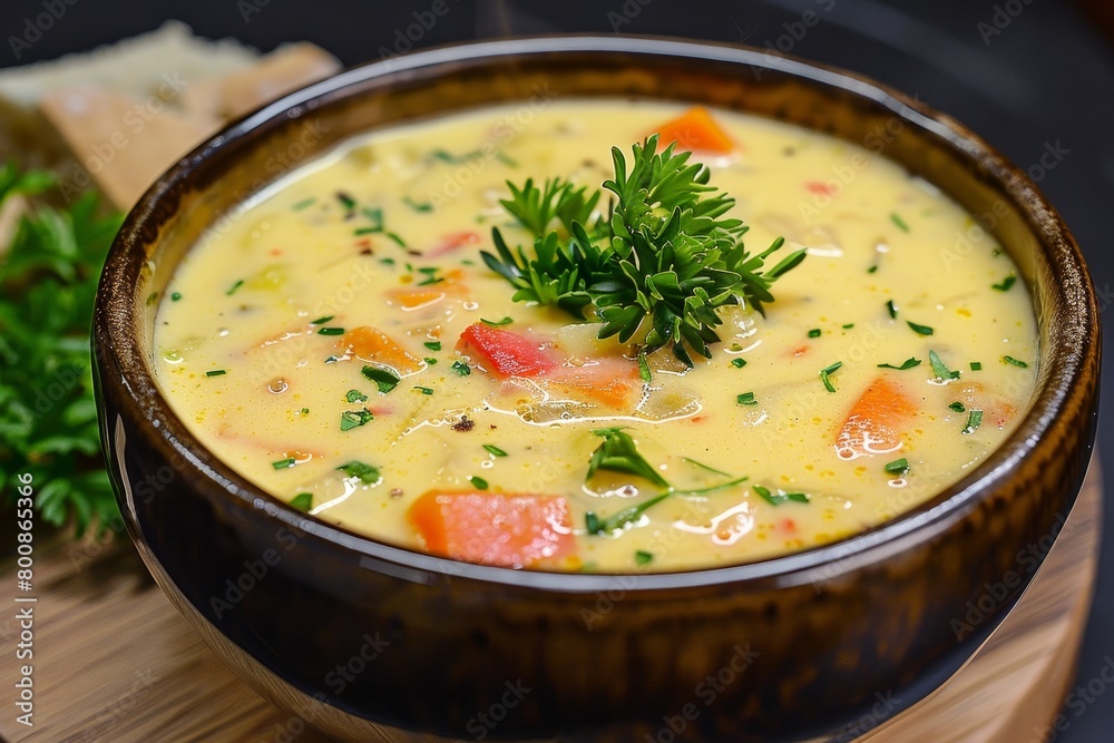 Creamy soup made with vegetables