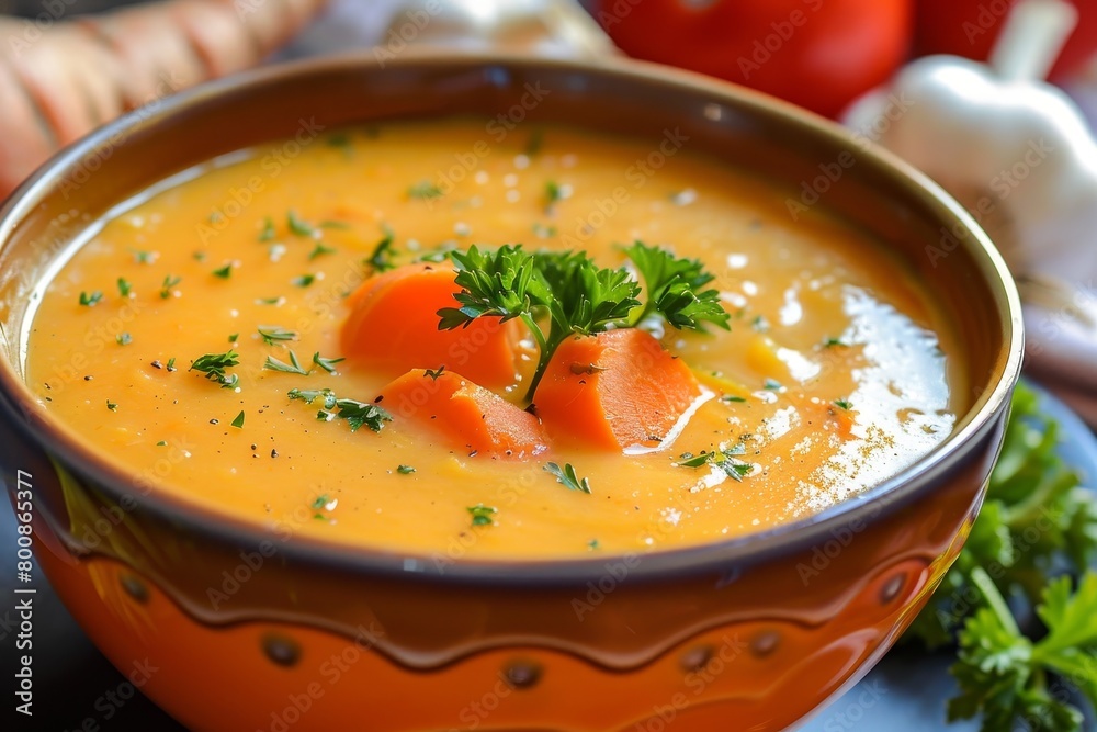 Creamy soup with parsnip and carrots