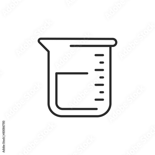 Laboratory beaker icon indicating measurement for scientific and chemical experiments. Ideal for representing precision and analysis in educational and research-related designs. Vector illustration.