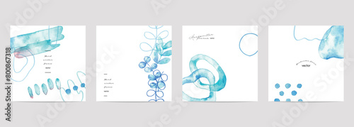 水彩画。水彩タッチのベクターグラデーションフレーム。夏の涼しげ落書き背景。幾何学。Watercolor. Vector gradient frame with watercolor touch. Cool summer graffiti background. Geometry.