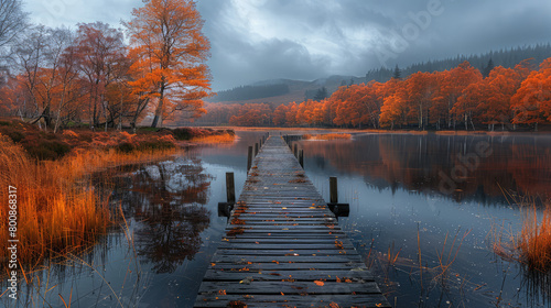 A photograph of the beautiful autumn landscape in Norway, with its stunning forests and waterways. Created withA i photo