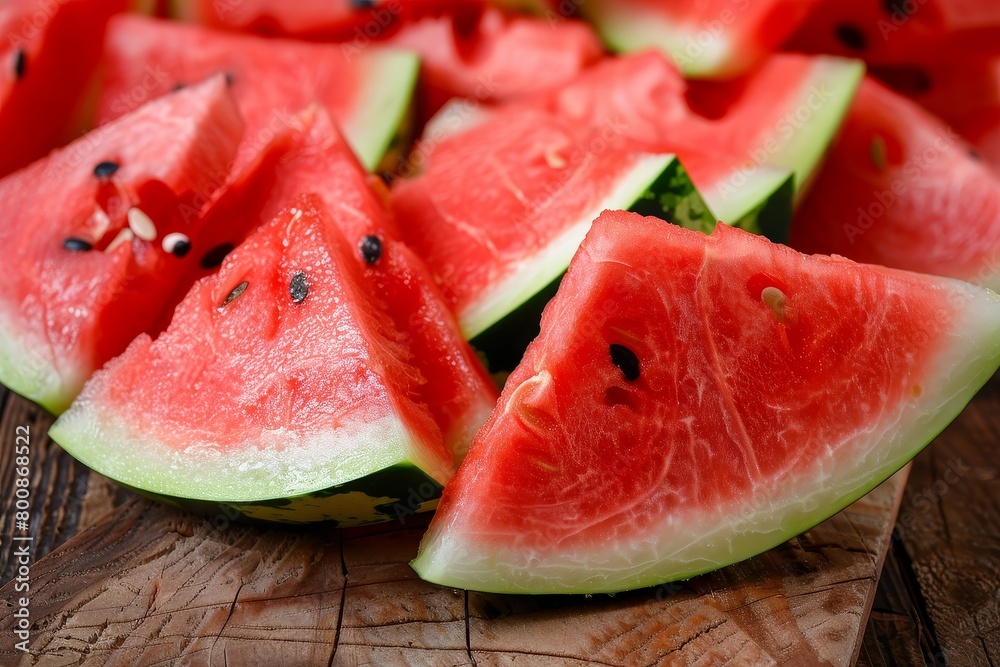Fresh wedges of watermelon juicy and sliced Fresh wedges of watermelon juicy and sliced