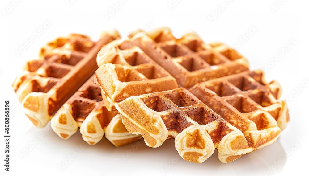 Freshly made Belgian waffle on a white backdrop Freshly made Belgian waffle on a white backdrop