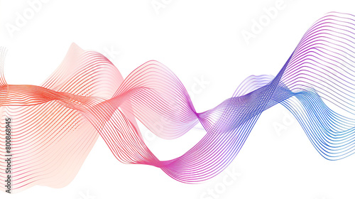 Reflect on the future of immersive storytelling with virtual reality experiences using lively gradient lines in a single wave style isolated on solid white background