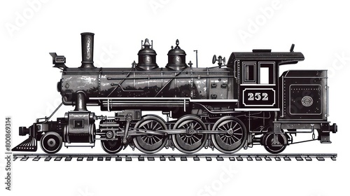 black steam train on a white background