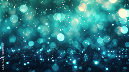 Bright Teal Bokeh Lights and Glitter Sparkle, Ultra High Definition Quality on Abstract Background