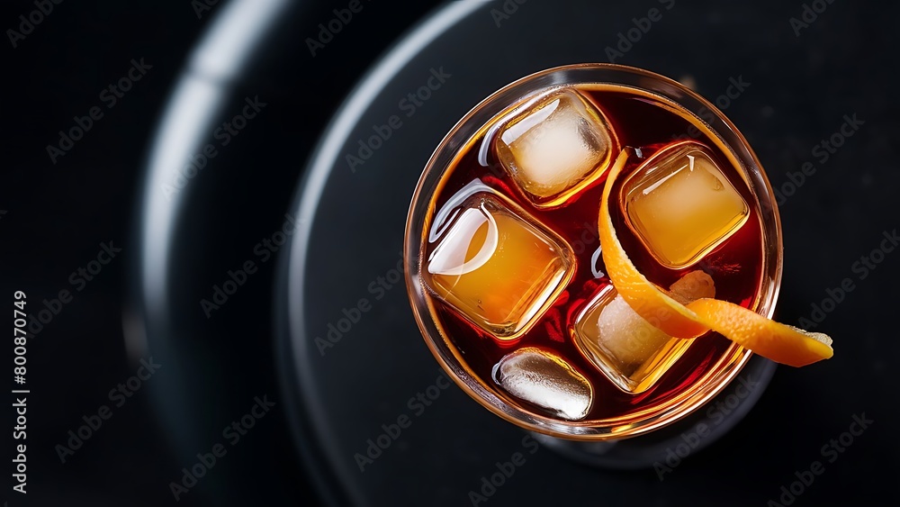 custom made wallpaper toronto digitalCocktail with orange and ice on dark background top view