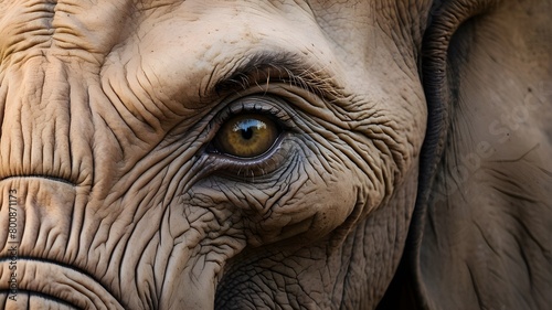  A majestic close-up image of an elephant's eye, depicting its deep wisdom and gentle nature. - © Kashif arts
