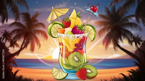 Summer cocktail illustration