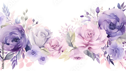 Digital vintage watercolor purple flowers abstract graphic poster web page PPT background