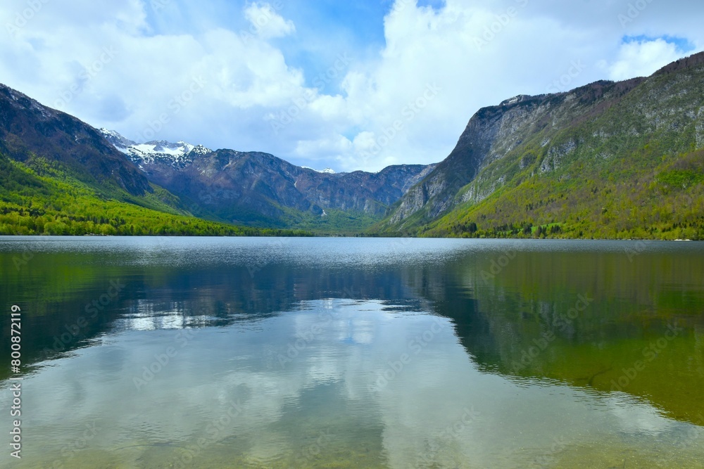 View of Bohinj lake in Julian alps, Gorenjska, Slovenia View of Bohinj lake in Julian alps, Gorenjska, Slovenia