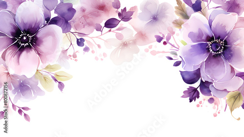 Digital vintage watercolor purple flowers abstract graphic poster web page PPT background