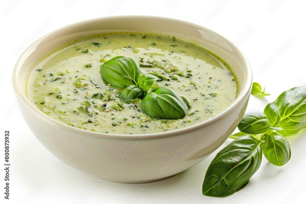 Homemade zucchini soup on white background Homemade zucchini soup on white background
