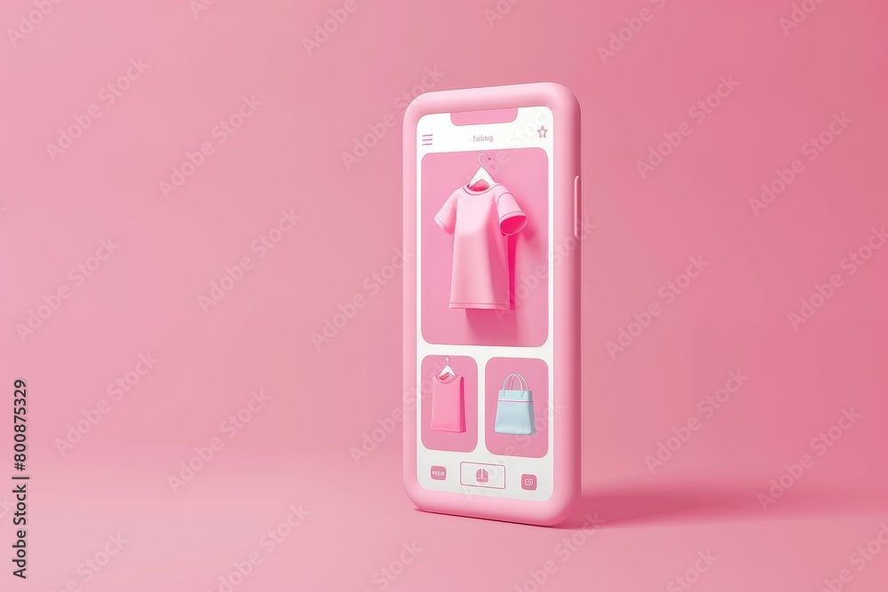 3d illustration of online shopping app in smartphone on background 3d illustration of online shopping app in smartphone on background