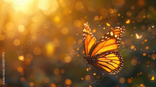 A captivating image of a butterfly in flight, its wings catching the sunlight and creating a mesmerizing display, evoking the idea of transformation and resilience on World Multiple Sclerosis Day.