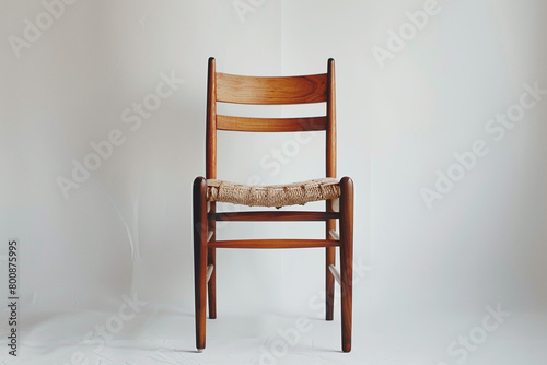 A modern ladderback chair against a white backdrop.