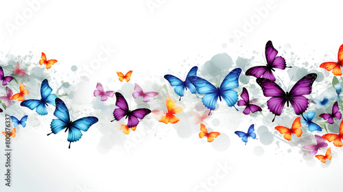 Butterflies painted on a white background with watercolor splashs Imaginary Realms