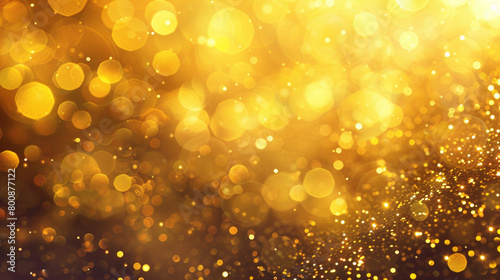 Goldenrod Yellow Glitter Defocused Abstract Twinkly Lights Background, sparkling blurred lights in rich yellow shades.