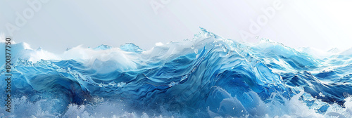 Iceberg blue wave illustration, cool and icy iceberg blue wave on a white backdrop.
