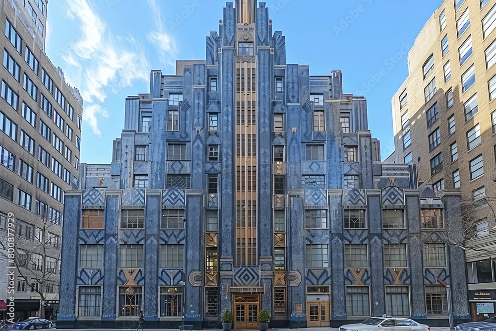 Geometric Art Deco Skyscraper Facade: A Stunning Urban Marvel