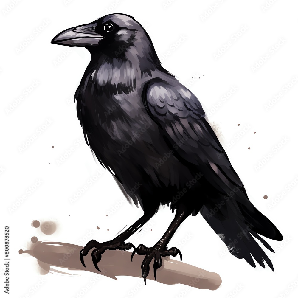 Fototapeta premium A digital painting of a crow, done in a semi-realistic style