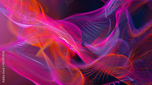 Radiant pulses of neon energy dancing in rhythmic patterns  evoking a sense of vibrant digital life.