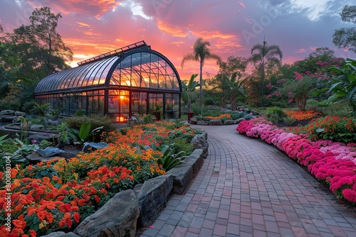 Biodiversity Embrace: Botanical Conservatory Architecture with Exotic Plant Species photo
