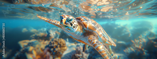 swimming turtle, AI generated