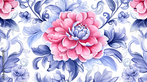 Digital vintage watercolor floral tile pattern abstract graphic poster web page PPT background