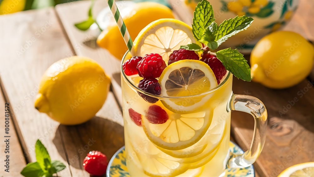 Fototapeta premium Summer lemonade of fresh fruit