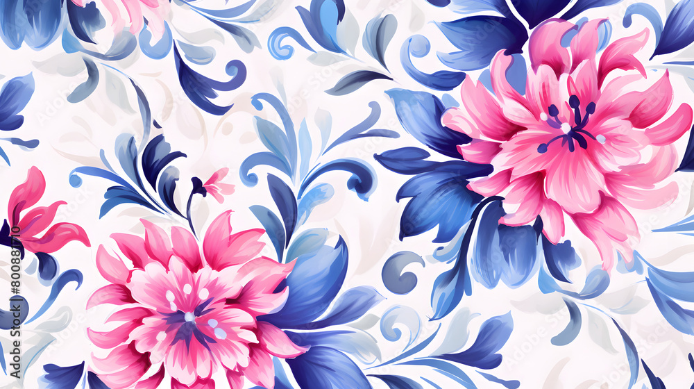 Digital vintage watercolor floral tile pattern abstract graphic poster web page PPT background