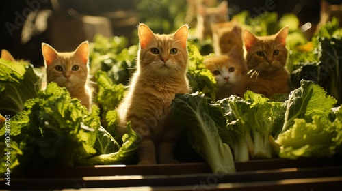 The ministers cat grows vegetables in the palace Surrealistic action photo Clean and Clear Color photo