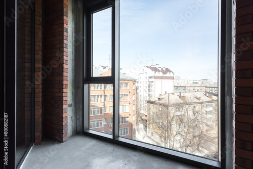 interior of the apartment without decoration in gray colors. rough finish