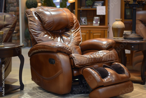 A recliner with a built-in foot massager, soothing tired feet after a long day.