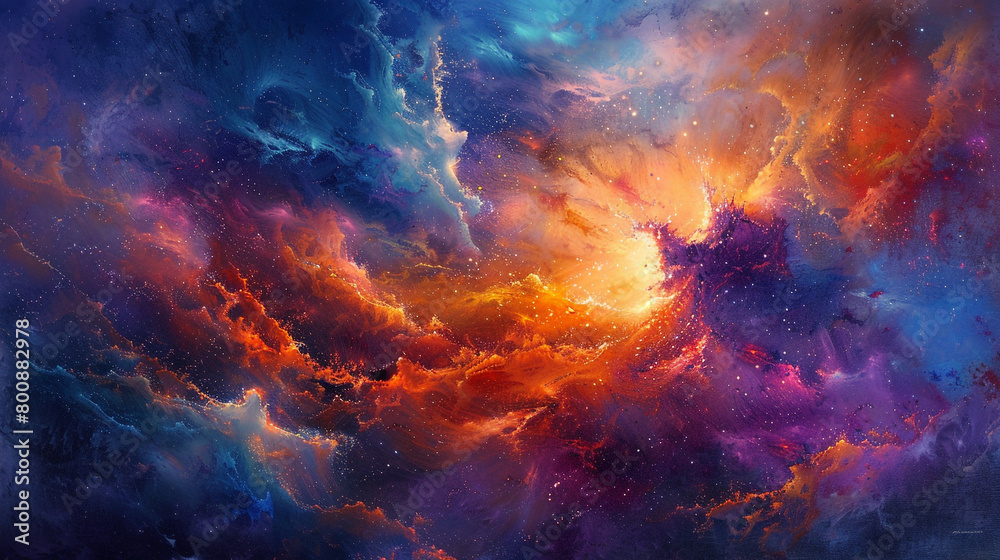 Radiant dreams of celestial beauty, painted in the vibrant hues of a cosmic sunrise on the canvas of eternity.