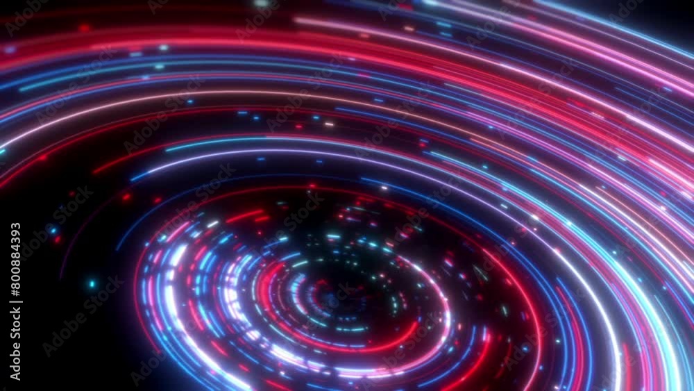 Dozens of neon lines move in orbit. Dozens of neon lines move in orbit.