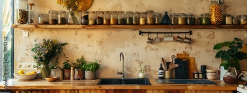 Organizing the kitchen. It shows the choice to live sustainably in everyday life.