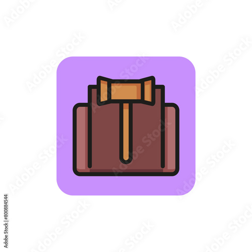 Line icon of gavel with paper. Court, auction, trial. Judgment concept. Can be used for topics like legislation, law, judicial system