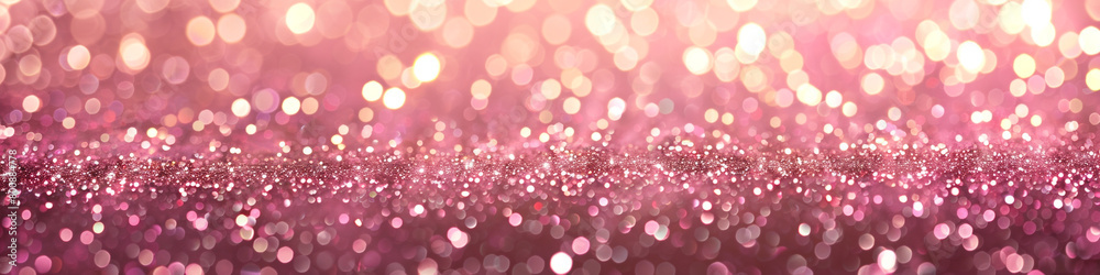 Salmon Pink Glitter Defocused Abstract Twinkly Lights Background, glowing blurred lights in soft salmon pink tones.