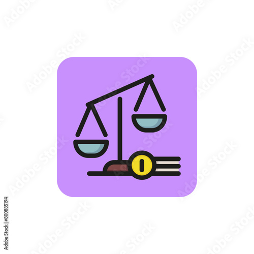 Line icon of scales. Judgement symbol, law, balance. Court concept. Can be used for topics like legislation, judicial system, law