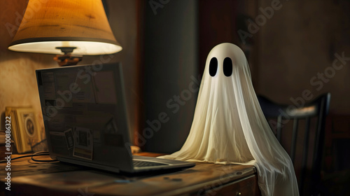 Cute ghost writer with copy space