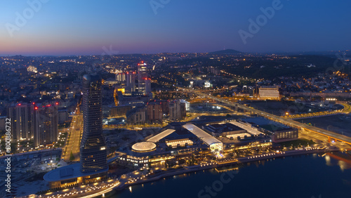 Morning aerial view of Belgrade  capital of Serbia.