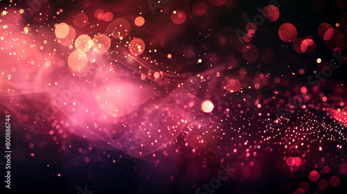 Soft Hot Pink Bokeh Lights and Sparkle Dust on Dark Abstract Background, High Definition Ultra HD Camera Shot