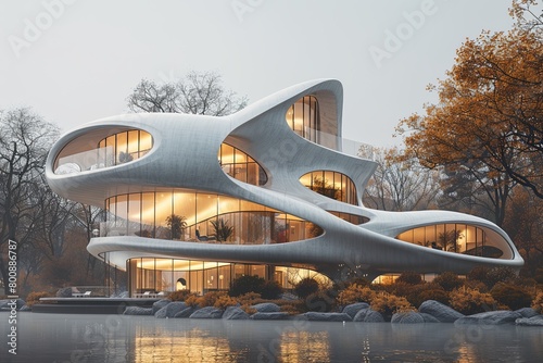 Sea-Inspired Curves: Modern Architecture Design for an Underwater Hotel with Textured Perfection
