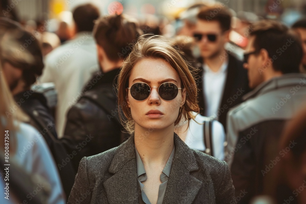 Capture the essence of urban success with our dynamic image of a confident businesswoman amidst a bustling city crowd. Perfect for finance and business concepts. Best candidate for your project Capture the essence of urban success with our dynamic image of a confident businesswoman amidst a bustling city crowd. Perfect for finance and business concepts. Best candidate for your project