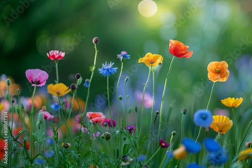 Wild Flowers at Golden Hour: Tranquil Meadow with Vibrant Bokeh © Michael